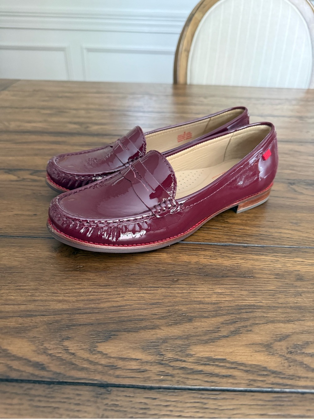 Marc Joseph Burgundy Patent Leather Women's Loafers